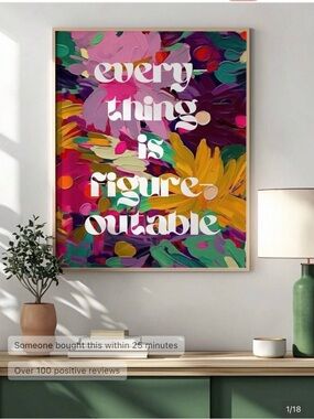 Colorful Floral Typography Wall Art - "Everything Is Figurable"